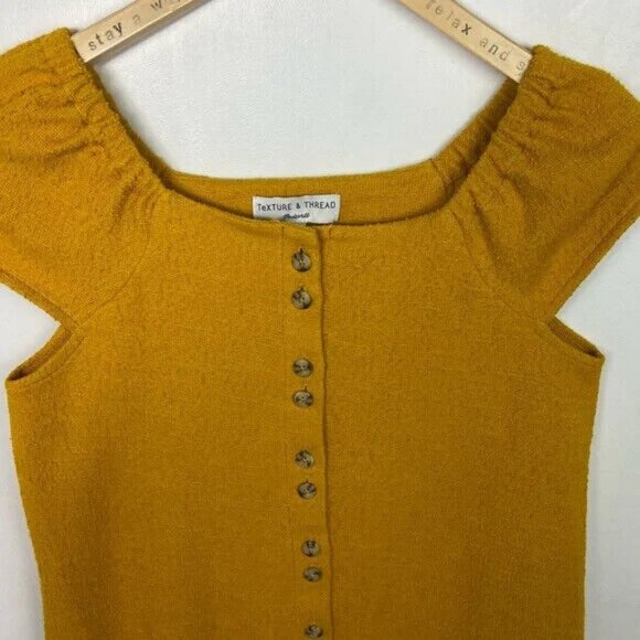 NWT Madewell Texture Thread Yellow Mini Dress Button Down Size XXS New With Tags - Picture 6 of 10